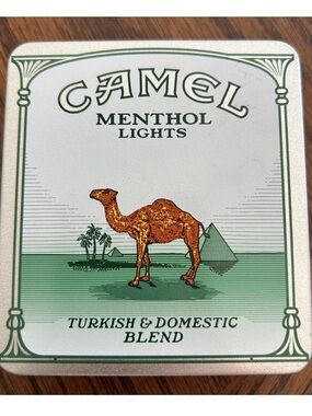 Camel Menthol Lights Tin - White & Green with Camel Graphic